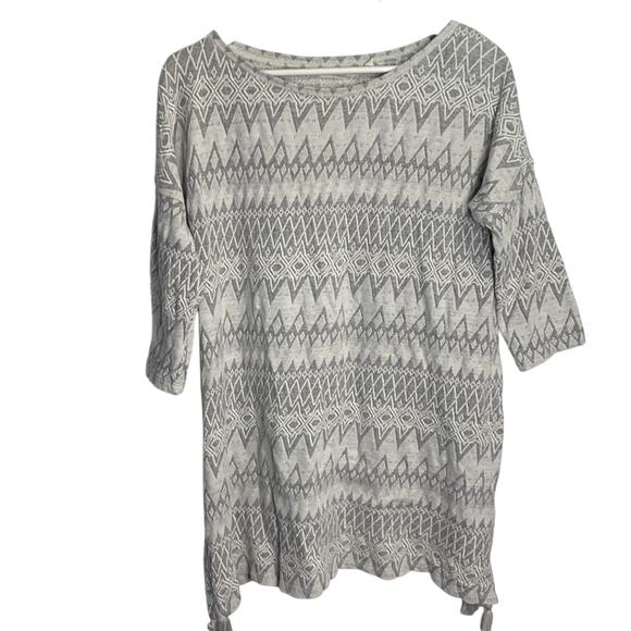 Soft Surroundings Gray Cream Clocking Out Tassel Tunic Top W-318 Size XS - Picture 1 of 8